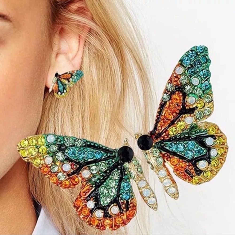 Free People Best Seller Butterfly Rainbow Crystal Earrings